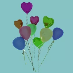 Random Color Heart and Sphere Shape Balloon 3D model