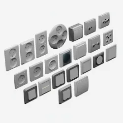 Realistic power sockets and switches 3D model