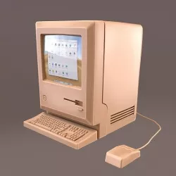 Retro old Computer Low-poly 3D model