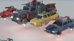 Scifi Car Collection Low Poly Low-poly 3D model