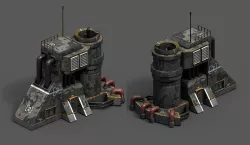 Scifi exterior futuristic space fantasy military skyscraper  Low-poly 3D model