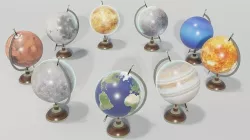 Solar System Planets Globes 3D Model Low-poly 3D model