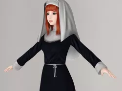 T pose nonrigged model of Olivia in nun outfit 3D model