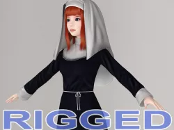 T pose rigged model of Olivia in nun outfit 3D model
