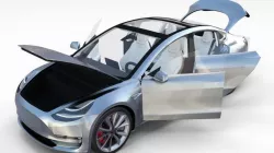 Tesla Model 3 Silver with interior 3D model
