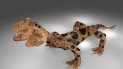 Three headed dragon lizard creature monster 3D model