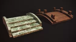 Two Garden Bridges Game ready Low poly Low-poly 3D model