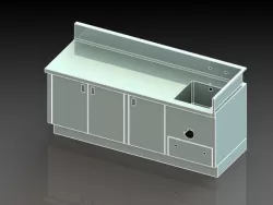 3 door cabinet with sink 90 degree splash utility hatch shelves 3D model