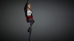 3D model girl in red skirt and blouse plus 1 outfit Low-poly 3D model