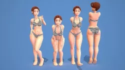 AnimeGirl1 cartoon woman in bikini Low-poly 3D model
