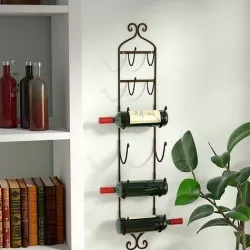 Arien Wall Mounted Wine Bottle Rack in Brown 3D model