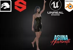 Asuna Hashimoto Low-poly 3D model