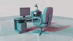 Basic office table Low-poly 3D model