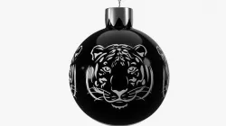Black Christmas Ball with Tiger Face Print 3D model