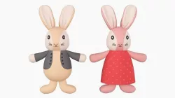 Bunny toy girl and boy 3D model