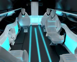 Business class interior of the passenger area of the aircraft 3D model
