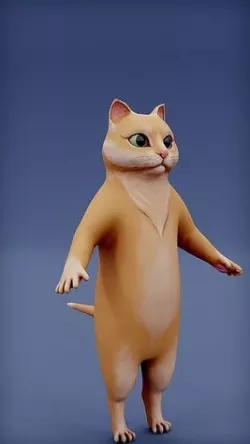 Cartoon cat Low-poly 3D model