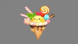 Cartoon chick ice cream Low-poly 3D model