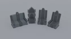 Cartoon medieval thorne kit Low-poly 3D model