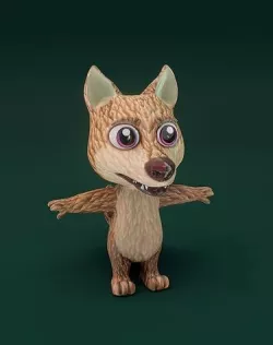 Cartoon Red Wolf 3D Model Low-poly 3D model