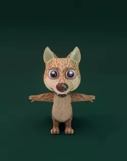 Cartoon Red Wolf Animated 3D Model Low-poly 3D model