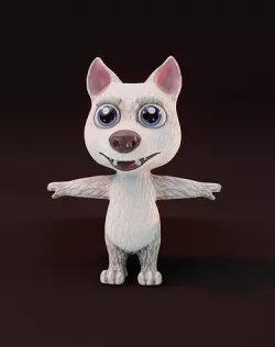 Cartoon White Wolf Animated 3D Model Low-poly 3D model