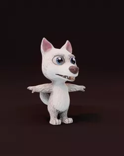 Cartoon White Wolf Rigged 3D Model Low-poly 3D model