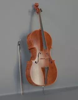 Cello with Bow 3D model