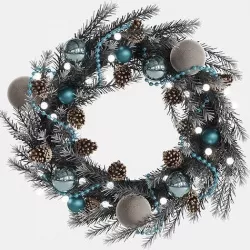 Christmas wreath with toys and pine cones 3D model