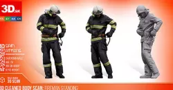 Cleaned 3D scan Sam Atkins Fireman Standing 3D model