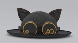 Coconut hat Cat Steampunk Low-poly 3D model
