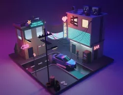 Cyberpunk Street Model Low-poly 3D model