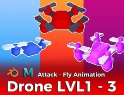 Drone LVL 1-3 - Game Ready - Hyper Casual Low-poly 3D model
