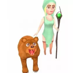 Druid and Bear Low-poly 3D model