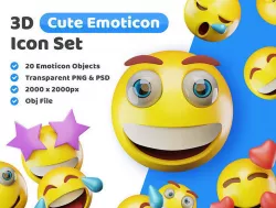 Emoticons Icon Pack Low-poly 3D model