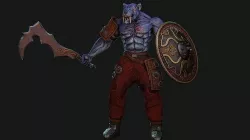 Fantasy sabretooth warrior  Low-poly 3D model