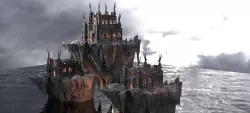 Floating Mountain and Medieval castle 2 versions 3D model