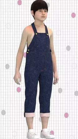 Girls Denim Dungaree Low-poly 3D model