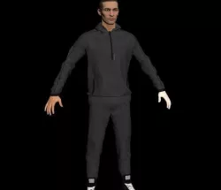 Grey hoodie men sportswear men sneakers men youth with bound men 3D model