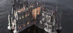 Horror Winter themed medieval mansion 3D model