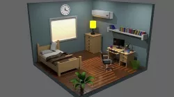 Isometric bedroom 3D model