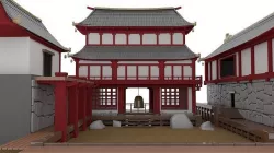 Japanese Temple Hanamura Low-poly 3D model