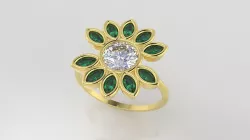 Jewelry sunflower ring printable R68 3D model
