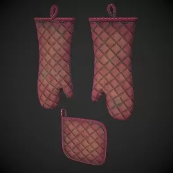 Kitchen Mittens - Potholders Low-poly 3D model