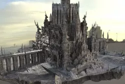 Lord Dark drake castle with bridge floating 3D model