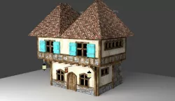 Low Poly medieval house Low-poly 3D model