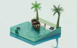 Low poly sand beach diorama  Low-poly 3D model