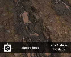 Muddy Road PBR Material Texture Texture