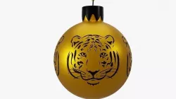 Orange Christmas Ball with Tiger Face Print 3D model