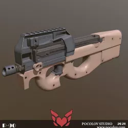 P90 Submachine Gun Low-poly 3D model